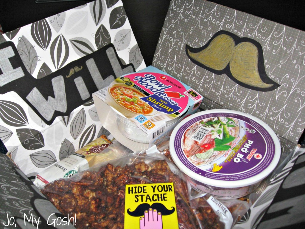 Create a mustache care package for a manly man or Movember.