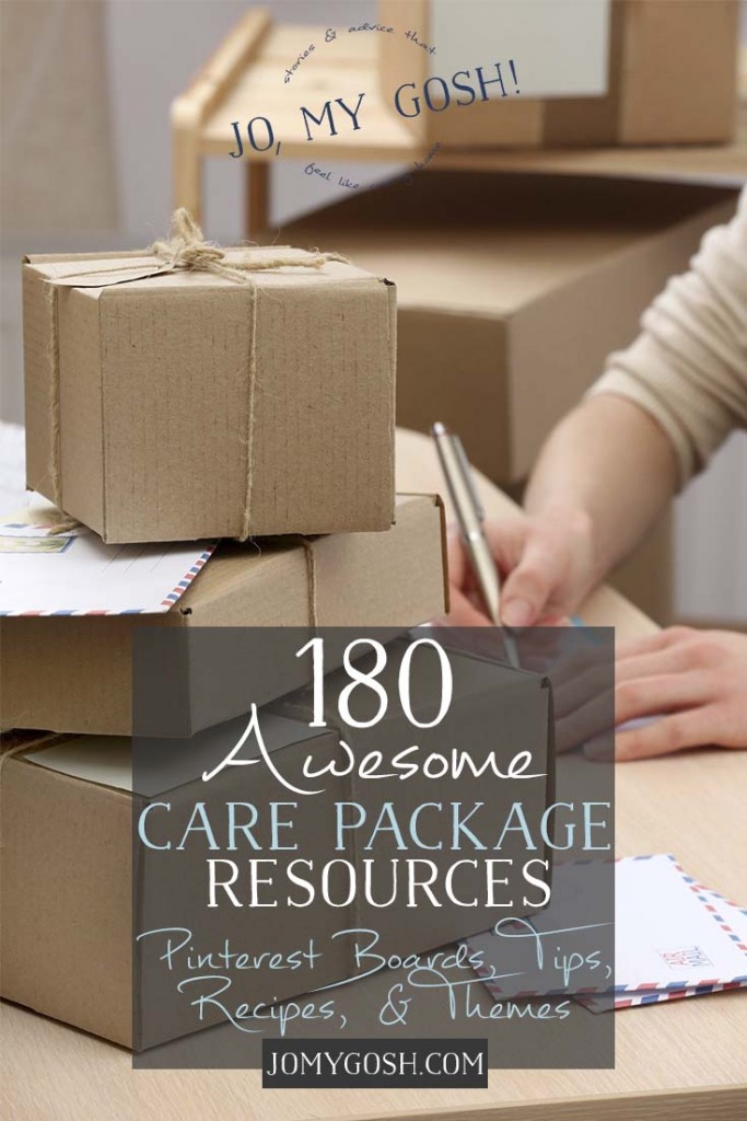 Tons of resources for care packages; love the list of Pinterest boards especially!