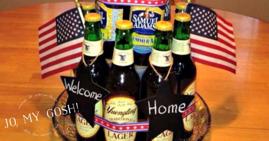 How to make a beer cake for a military homecoming-- easy and cute idea! <3
