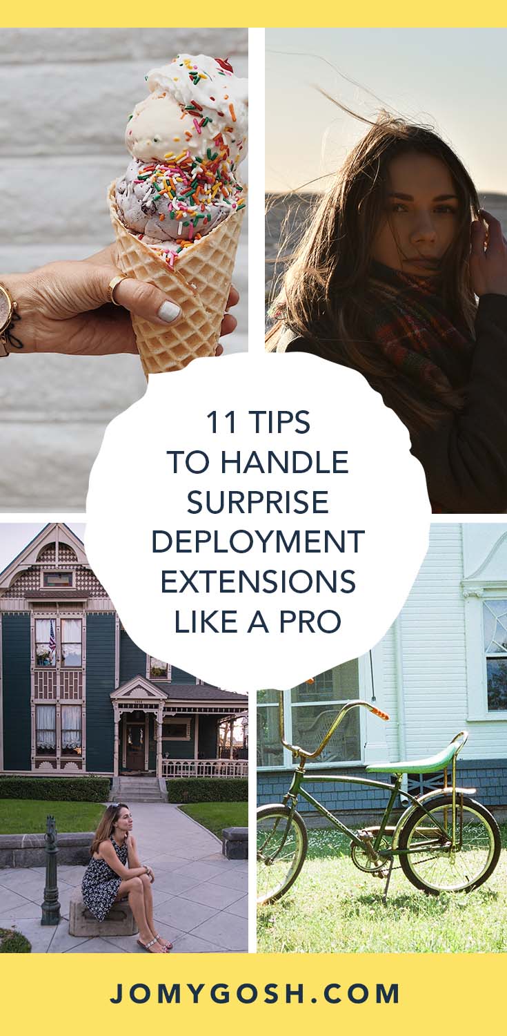 Deployment is not great. But surprise extensions during deployments are the worst. Here's how to weather them like a total boss. #deployment #militaryspouse #deployments #jomygosh #militaryspouses #milspouse #milspouses #milso #milsos #advice #milspo #milspos #army #navy #airforce #marines #coastguard #arng #nationalguard #reserves #ng